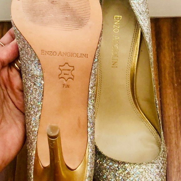 NWOT Enzo Angiolini sparkly open toe high heels - Picture 8 of 8